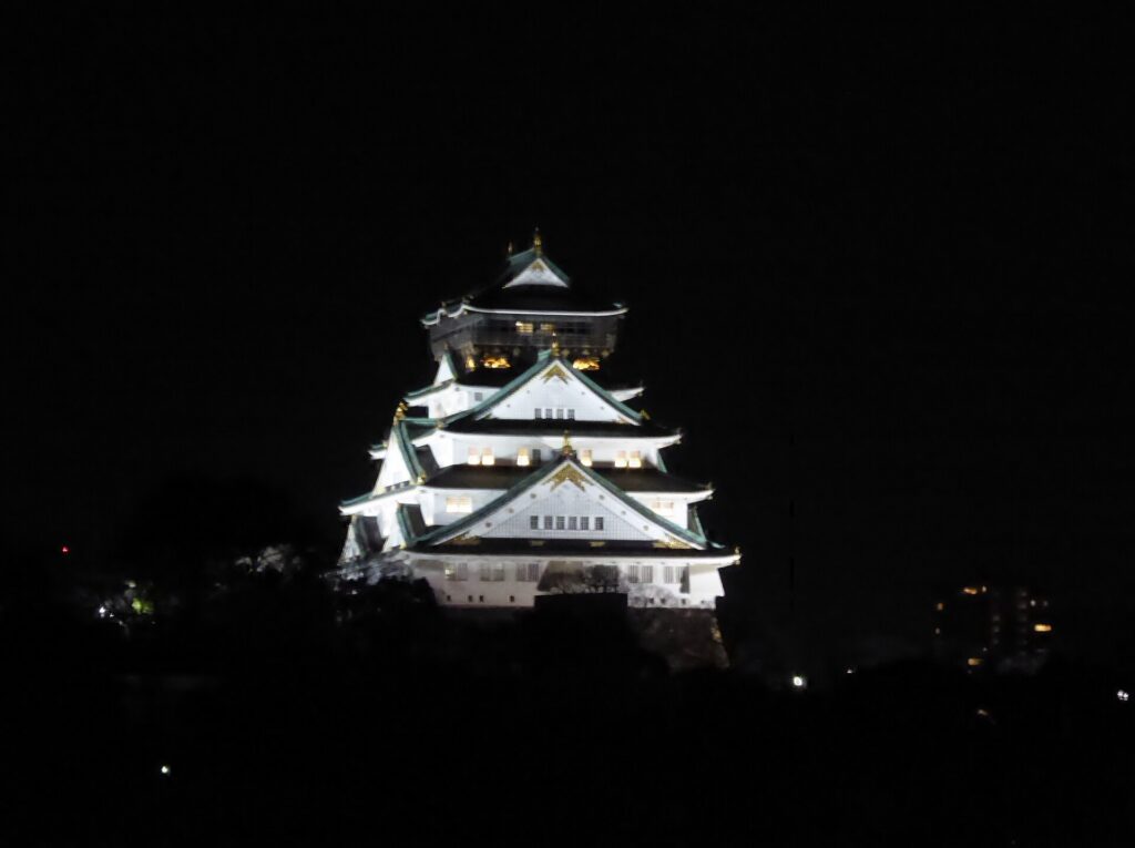 Castello di Osaka illuminato di notte